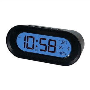 ELBE Reloj Despertador Negro Temporizador Luz Azul Pantalla 11,2CM, Modelo RD-700-N
